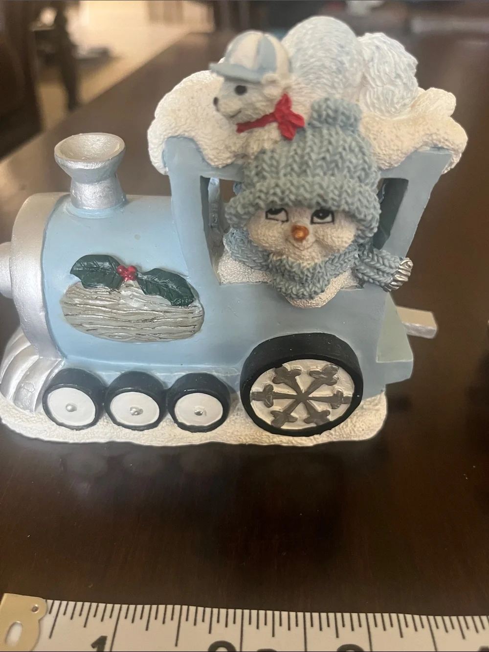 Encore Light Blue Snowman Train Trio with White Accents